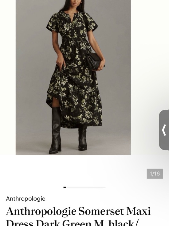Anthropologie Dresses & Skirts - Anthropologie Black & Green Botanical Print Maxi Dress